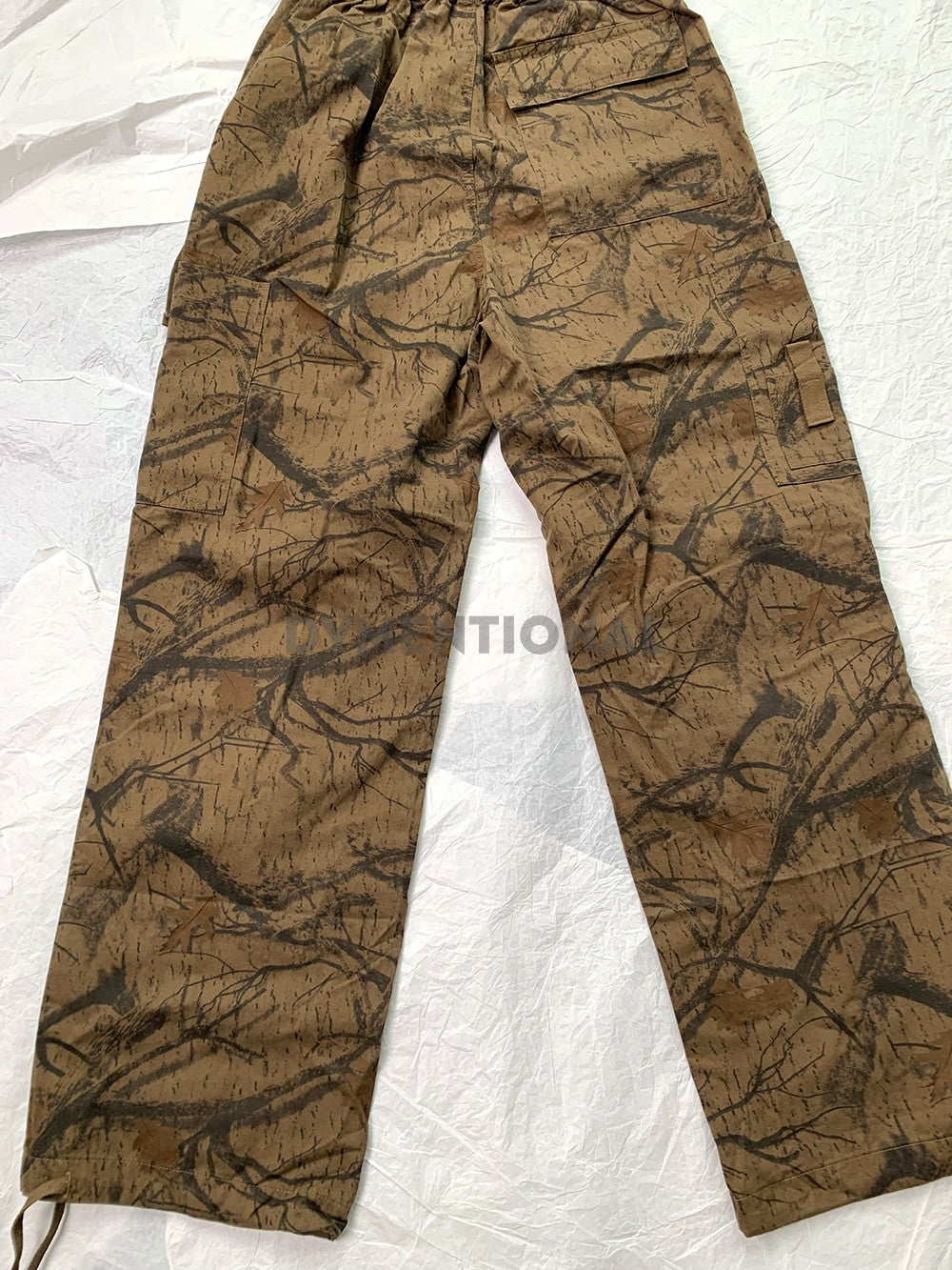 Brown Texture Print Parachute Pants