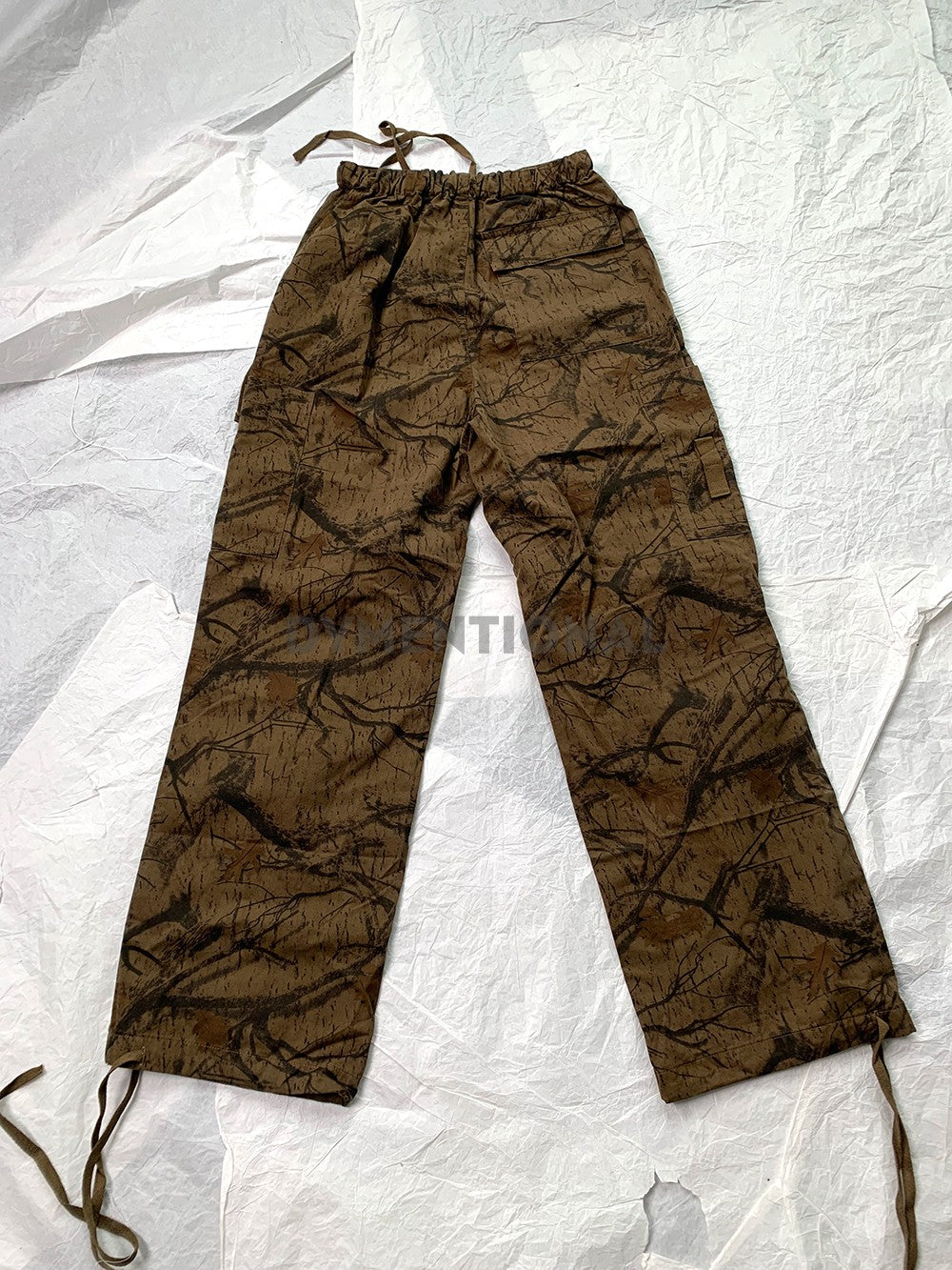 Brown Texture Print Parachute Pants