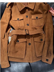 Brown Vintage Belted Trench Jacket