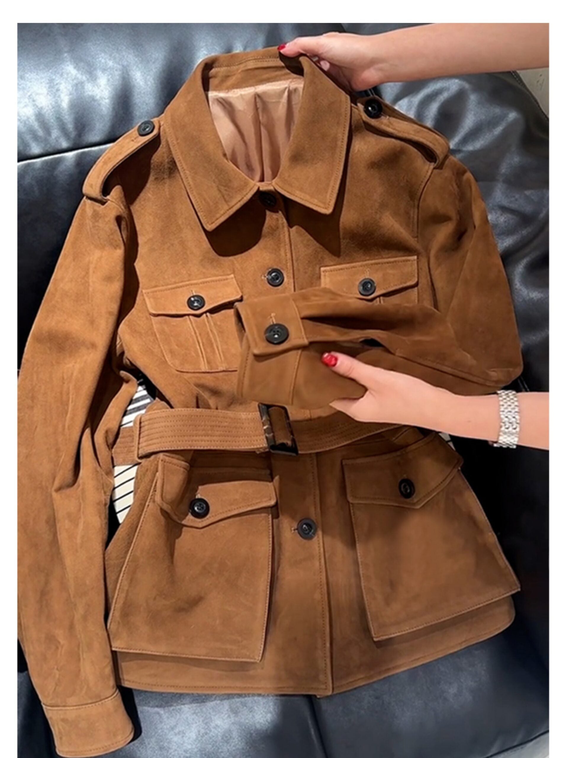 Brown Vintage Belted Trench Jacket