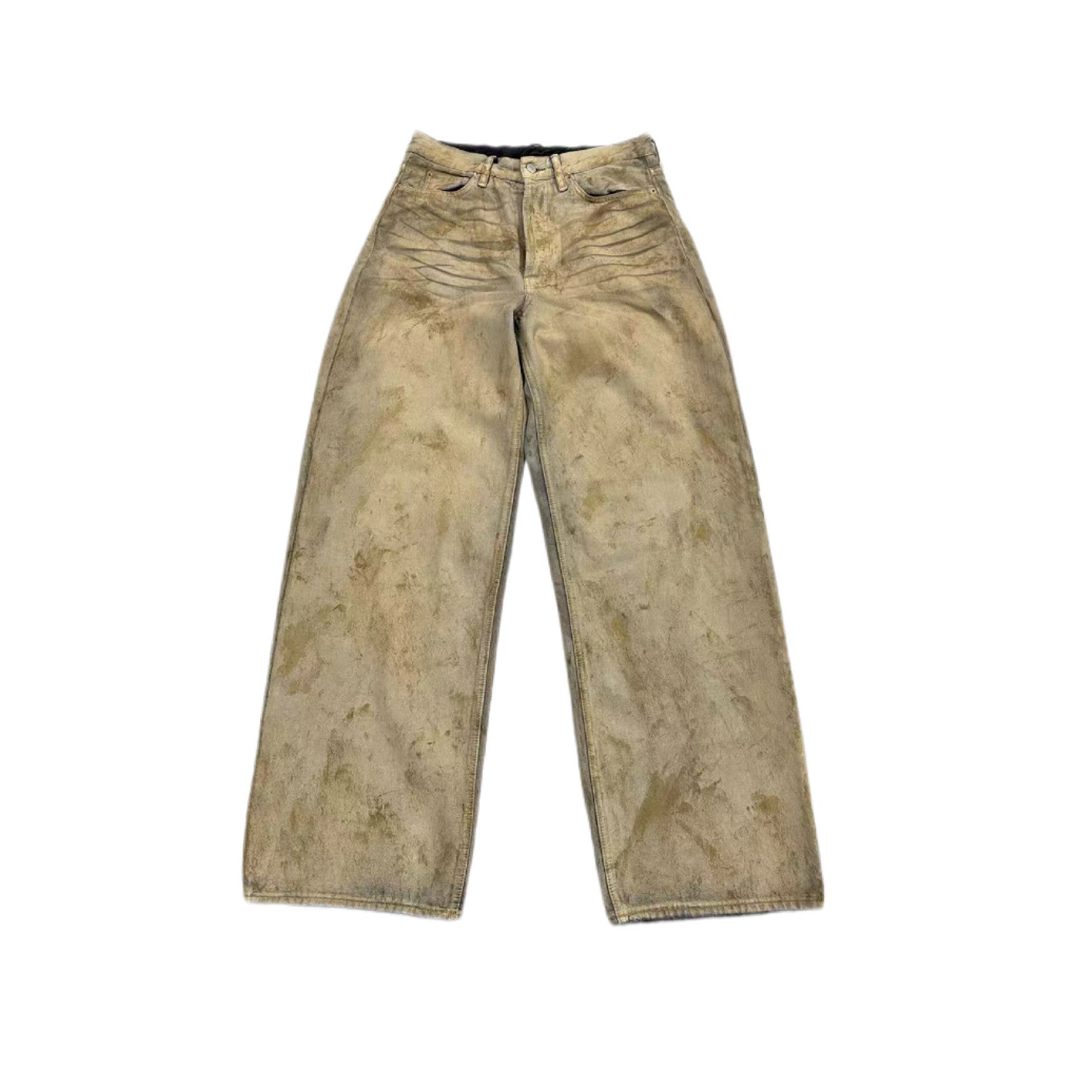 Brown Vintage Wash Wide Leg Jeans