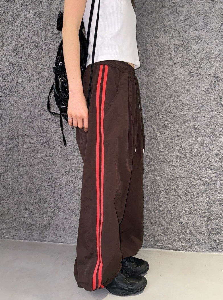 Brown With Red Stripe Detail Track Pants