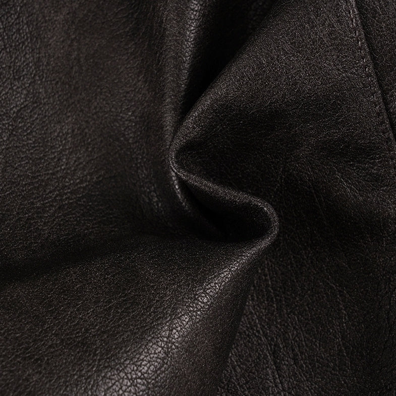 Brown Zipper Accent Faux Leather Top