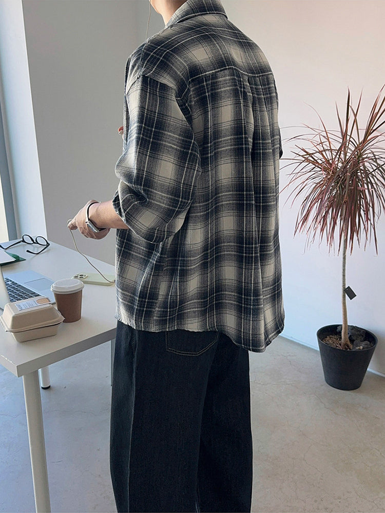 Brushed Plaid Casual Shirt