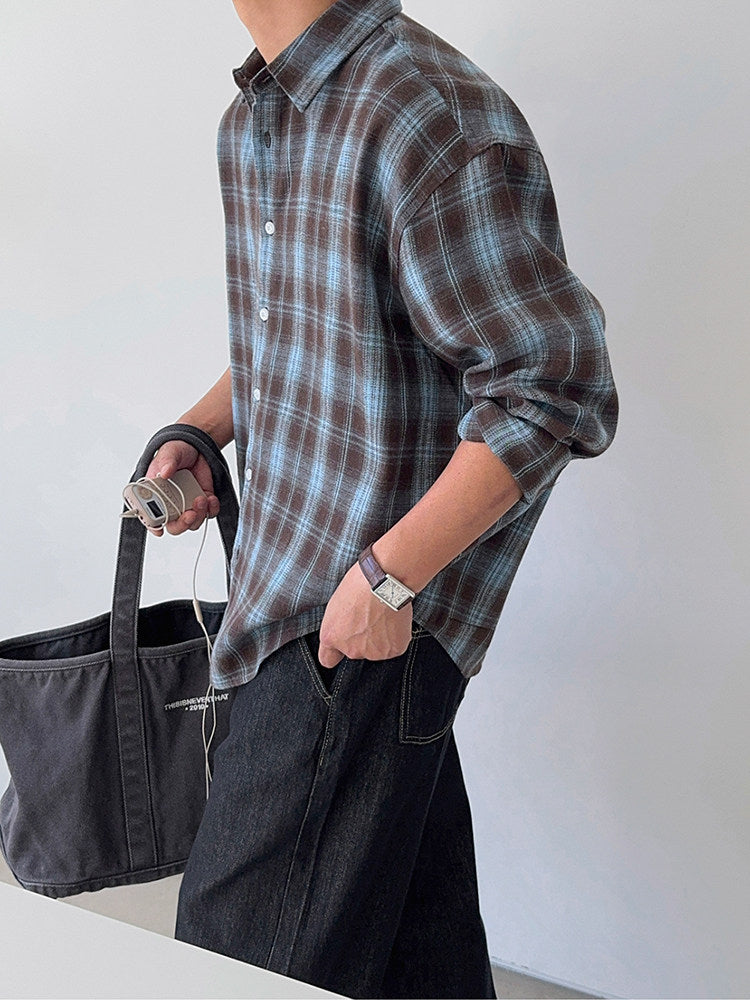 Brushed Plaid Casual Shirt