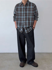 Brushed Plaid Casual Shirt