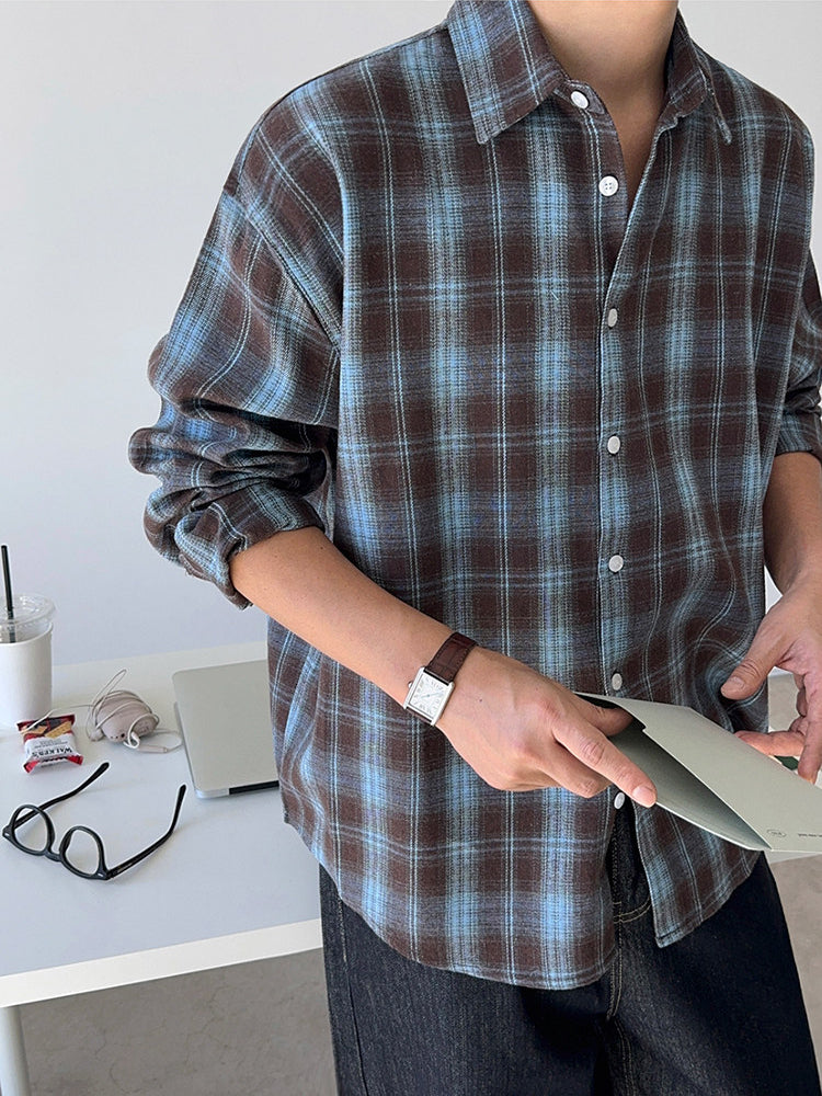 Brushed Plaid Casual Shirt