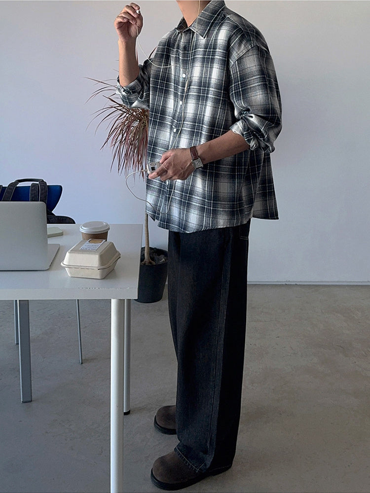 Brushed Plaid Casual Shirt