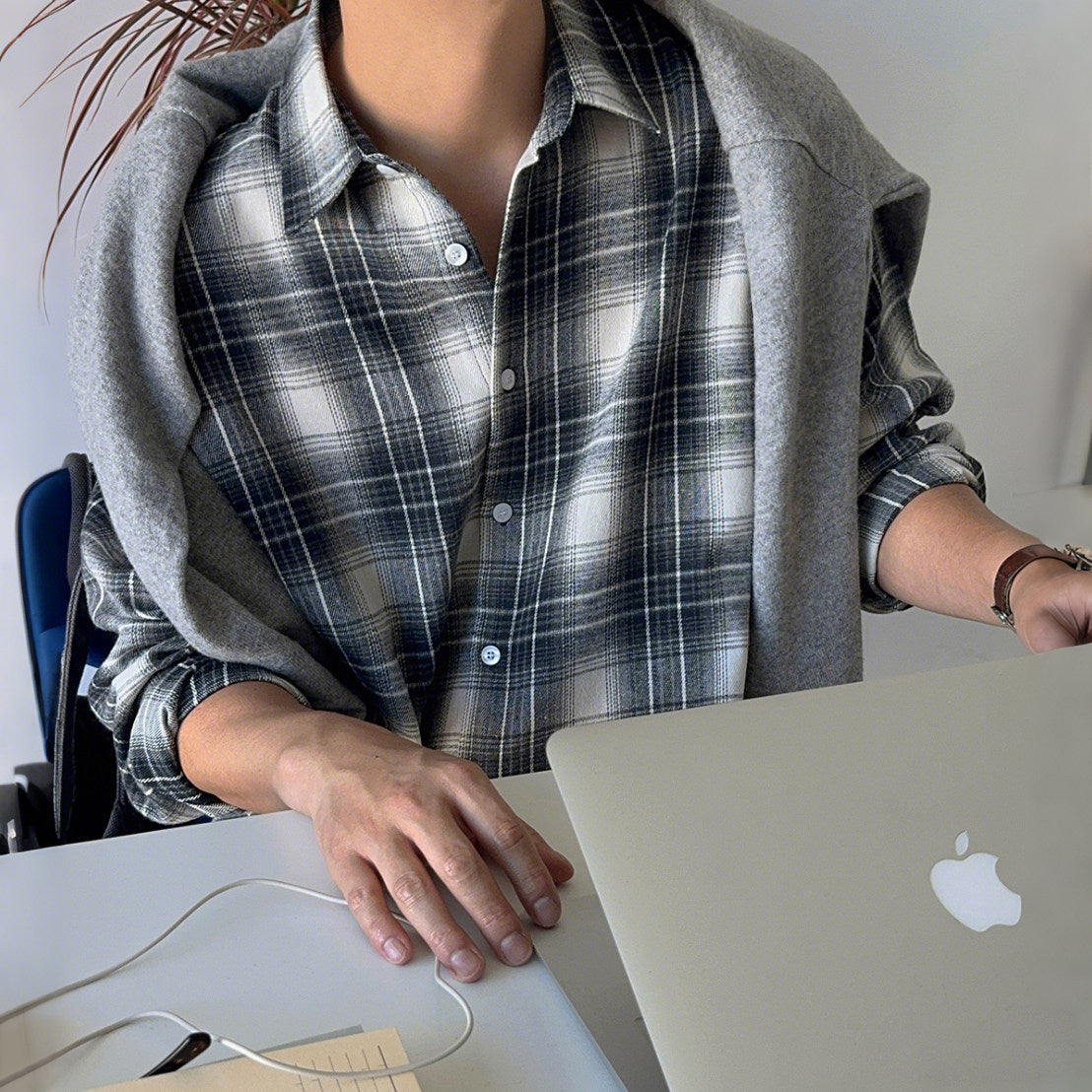 Brushed Plaid Casual Shirt