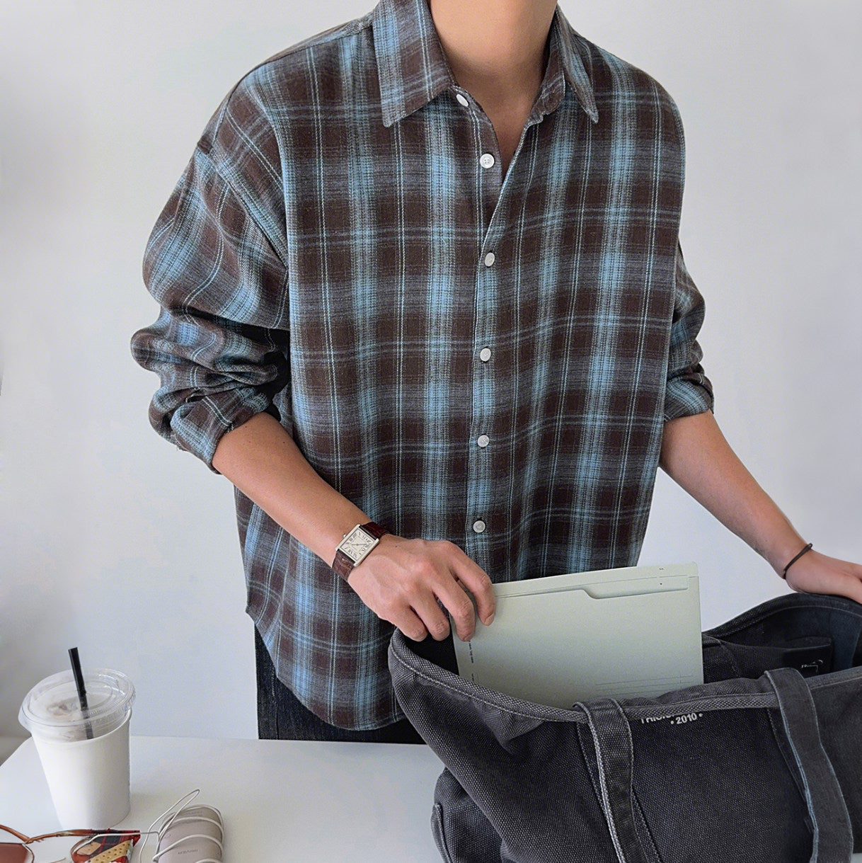 Brushed Plaid Casual Shirt