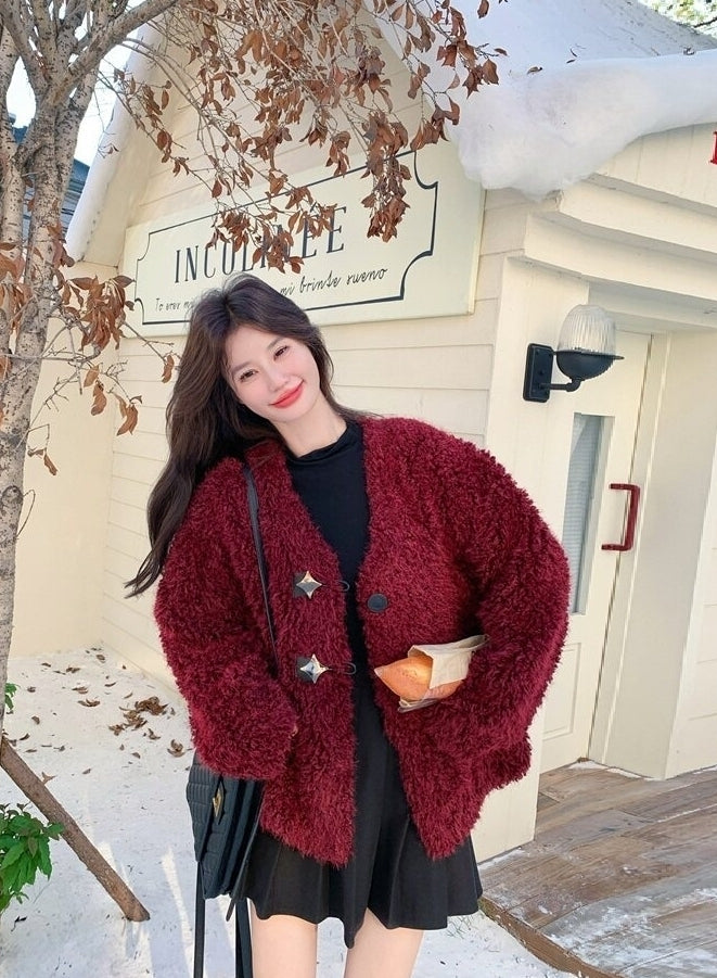 Burgundy Chic Warm Slim Fit Winter Coat