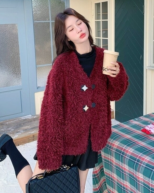 Burgundy Chic Warm Slim Fit Winter Coat