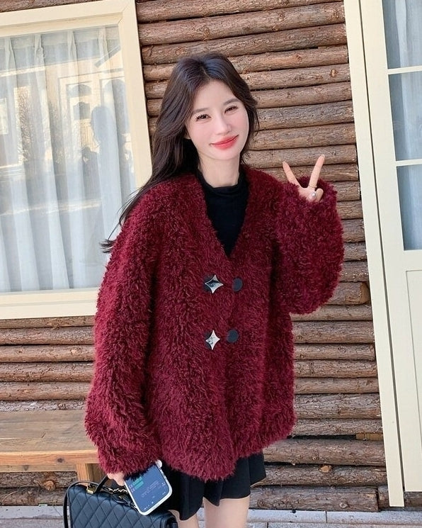 Burgundy Chic Warm Slim Fit Winter Coat