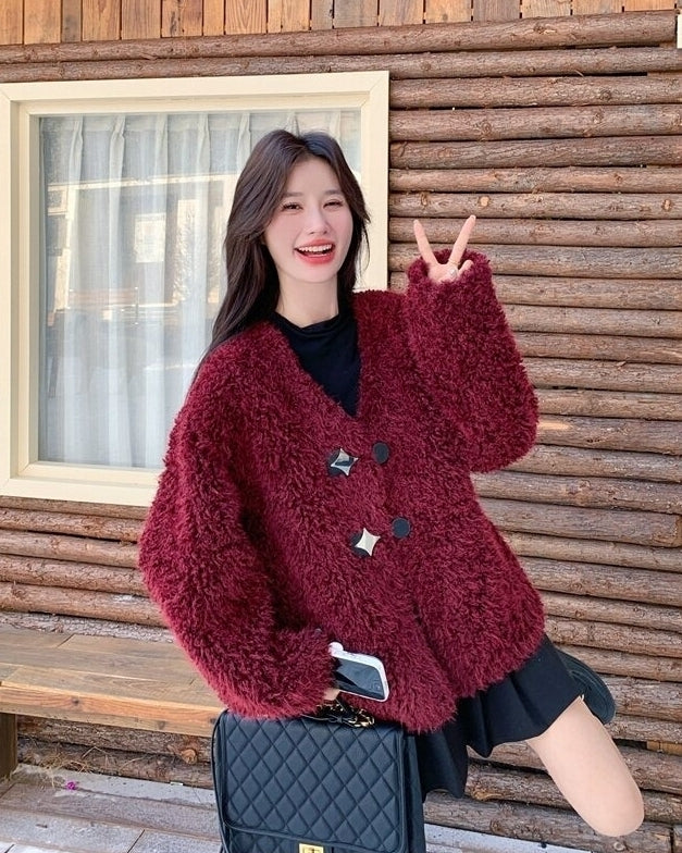 Burgundy Chic Warm Slim Fit Winter Coat