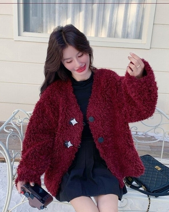 Burgundy Chic Warm Slim Fit Winter Coat