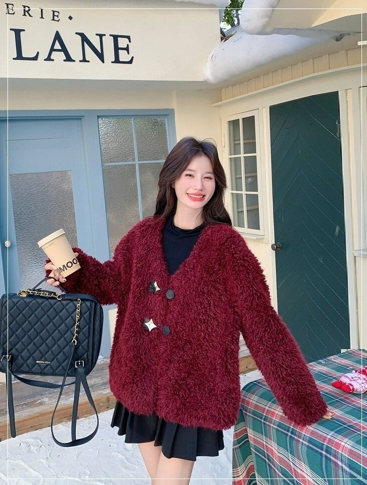 Burgundy Chic Warm Slim Fit Winter Coat