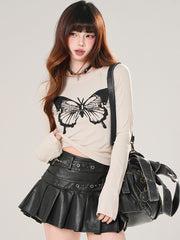 Butterfly Detail Long Sleeve Slim Fit Top