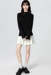 Butterfly Embroidery Mock Neck Long Sleeve Top