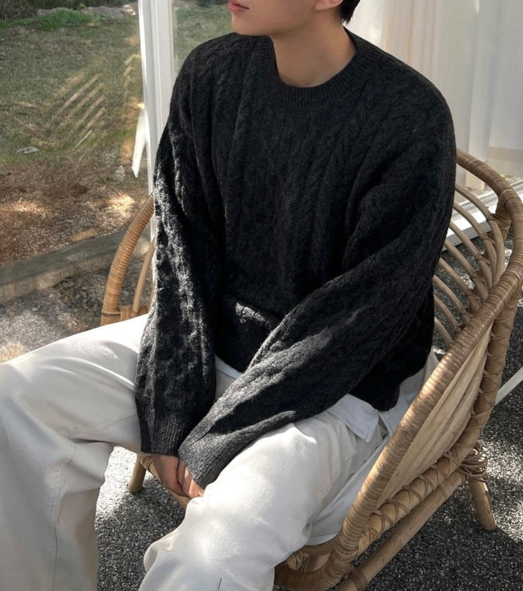 Cable Knit Sweater Cozy Winter Pullover