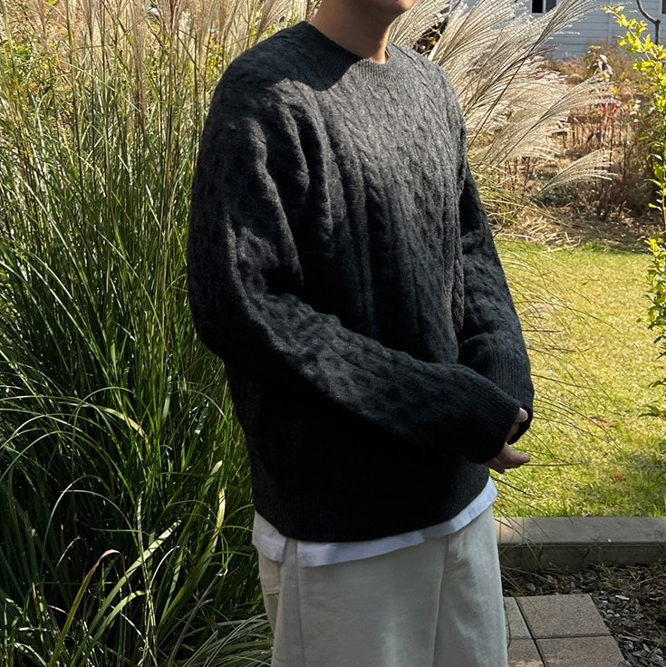 Cable Knit Sweater Cozy Winter Pullover