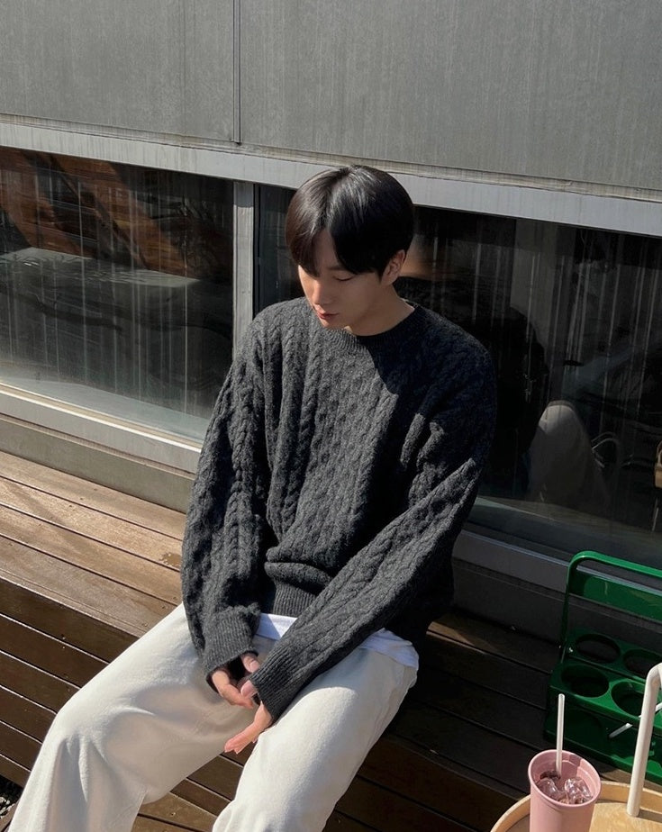 Cable Knit Sweater Cozy Winter Pullover