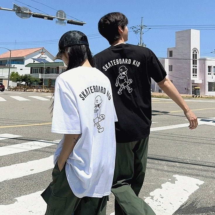 Cartoon Print Short Sleeve Loose T-Shirt