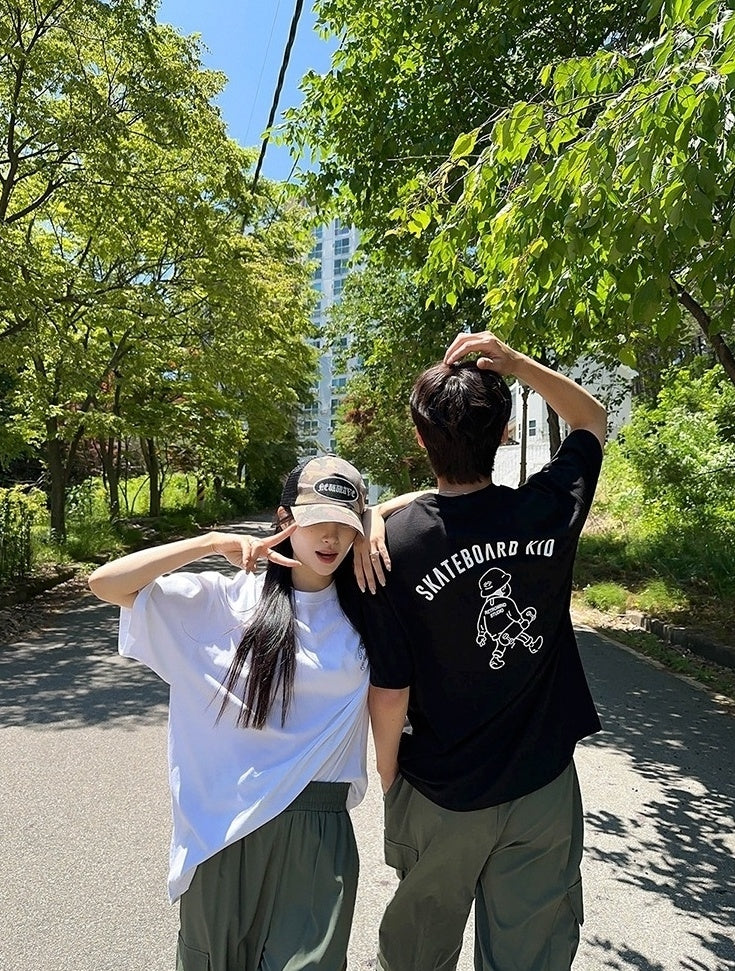 Cartoon Print Short Sleeve Loose T-Shirt