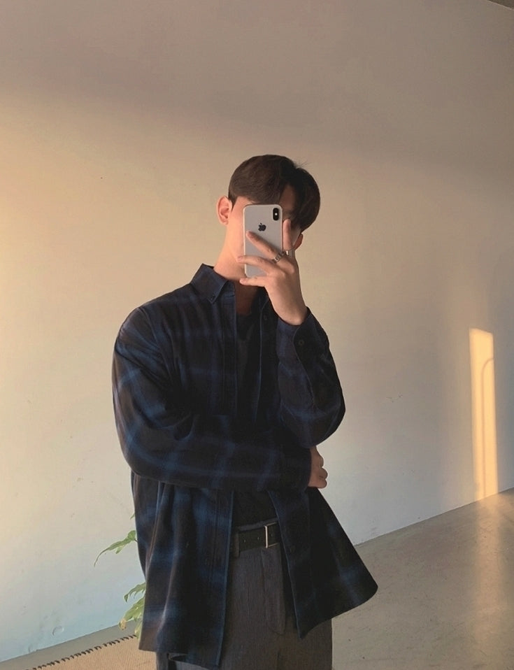 Casual Blue Loose Fit Long Sleeve Shirt