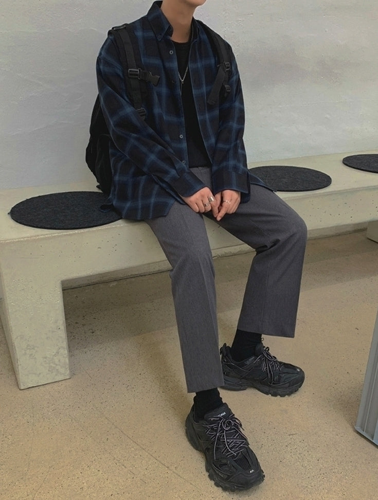 Casual Blue Loose Fit Long Sleeve Shirt