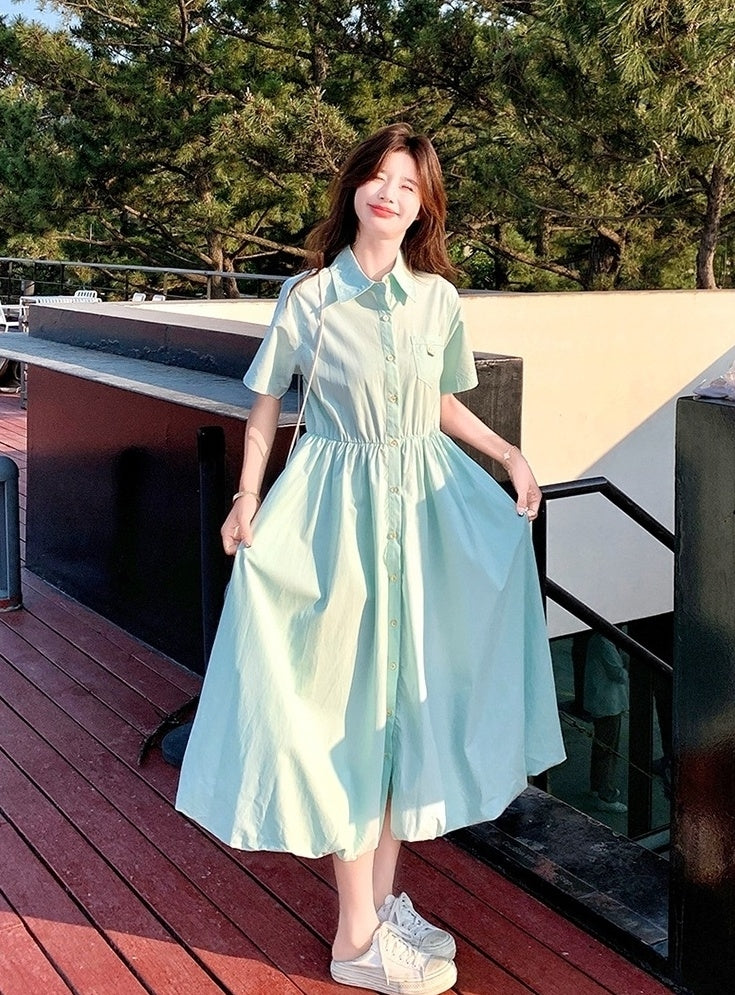 Casual Floral Waist Slimming A Line Dress