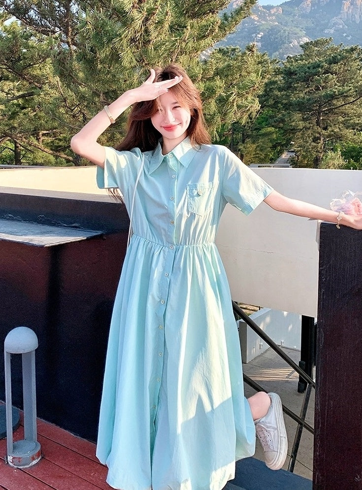 Casual Floral Waist Slimming A Line Dress