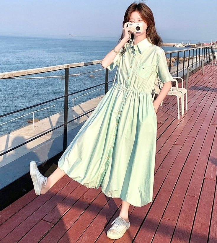 Casual Floral Waist Slimming A Line Dress