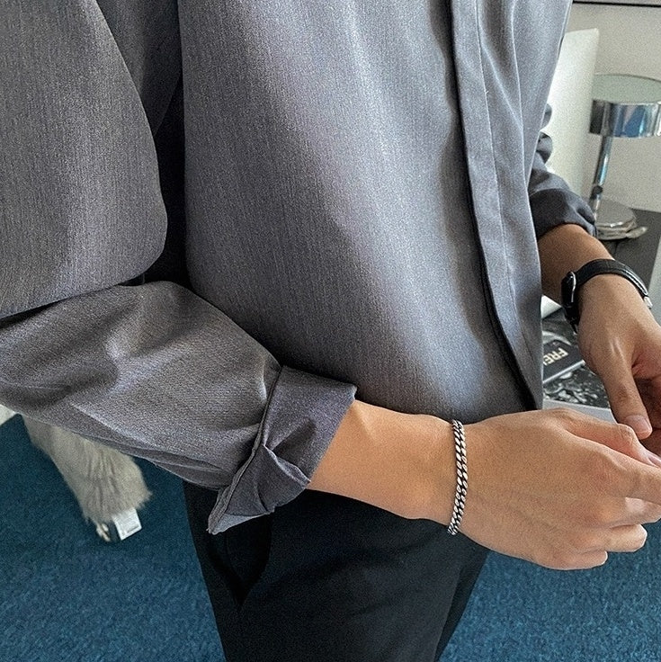 Casual Gray Long Sleeve Business Shirt