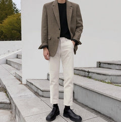 Casual Herringbone Blazer