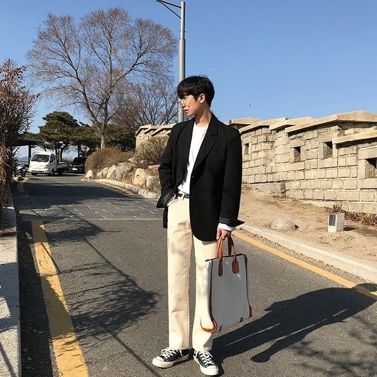 Casual Khaki Straight Wideleg Pants