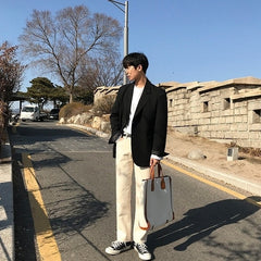Casual Khaki Straight Wideleg Pants
