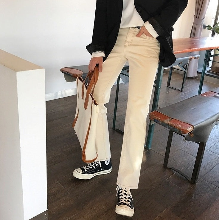 Casual Khaki Straight Wideleg Pants