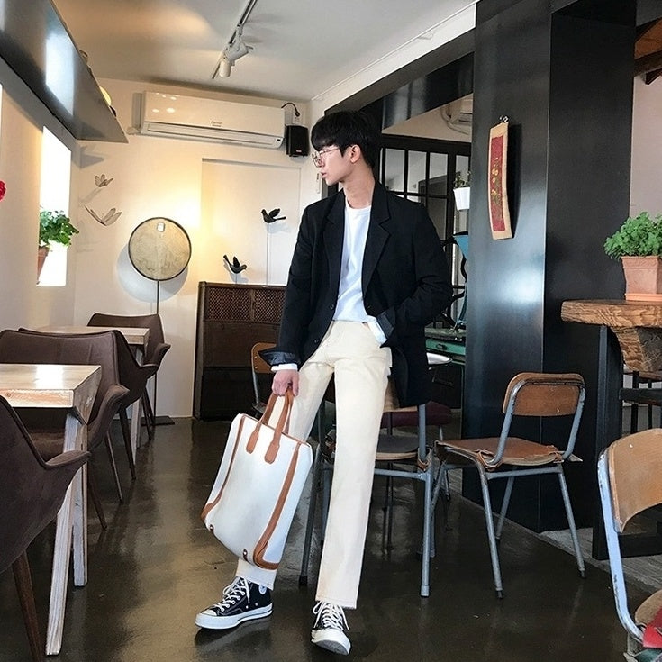 Casual Khaki Straight Wideleg Pants