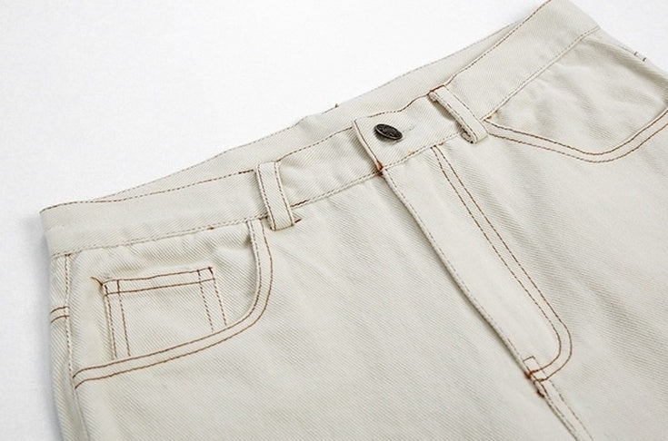 Casual Khaki Straight Wideleg Pants