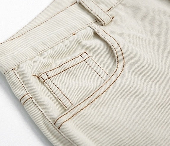 Casual Khaki Straight Wideleg Pants
