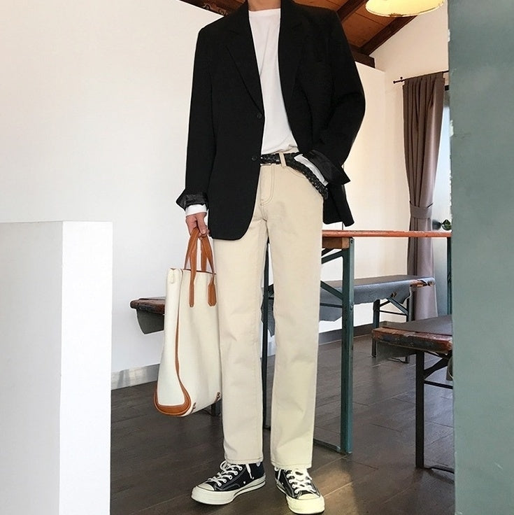 Casual Khaki Straight Wideleg Pants