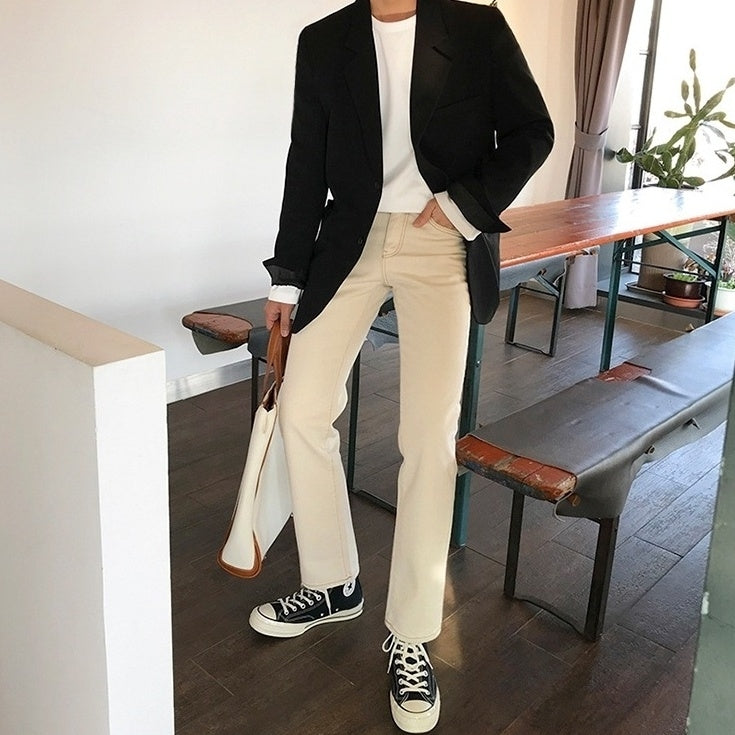 Casual Khaki Straight Wideleg Pants