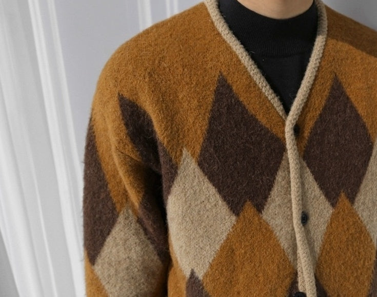 Casual Knit Plaid Cardigan Sweater