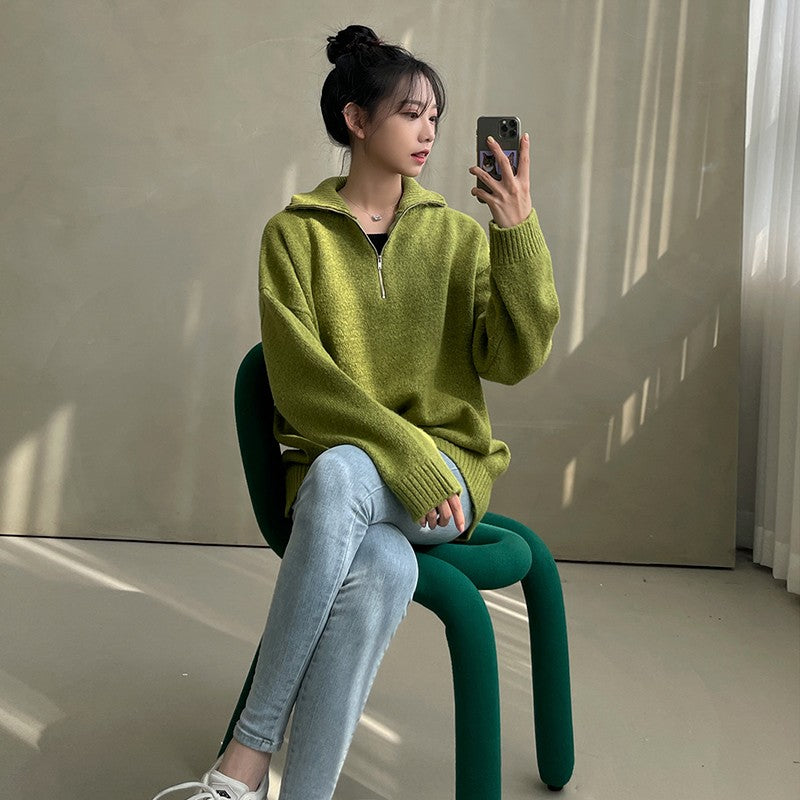 Casual Knitted Zipper Sweater