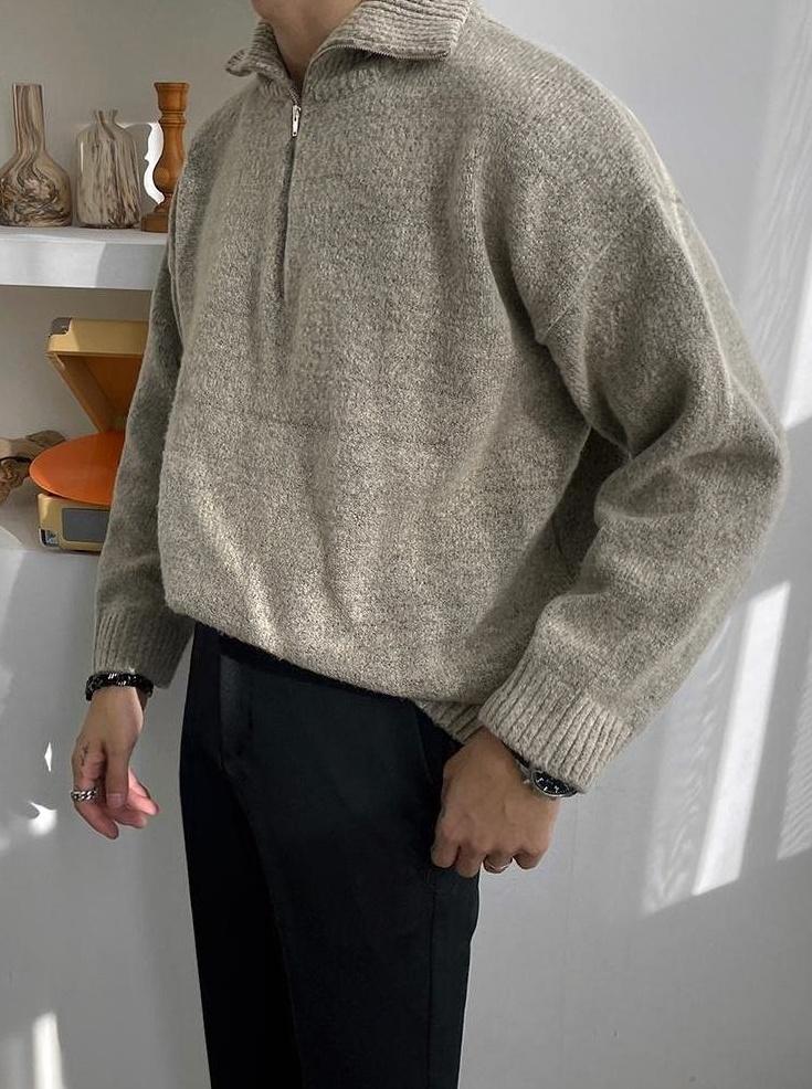 Casual Knitted Zipper Sweater