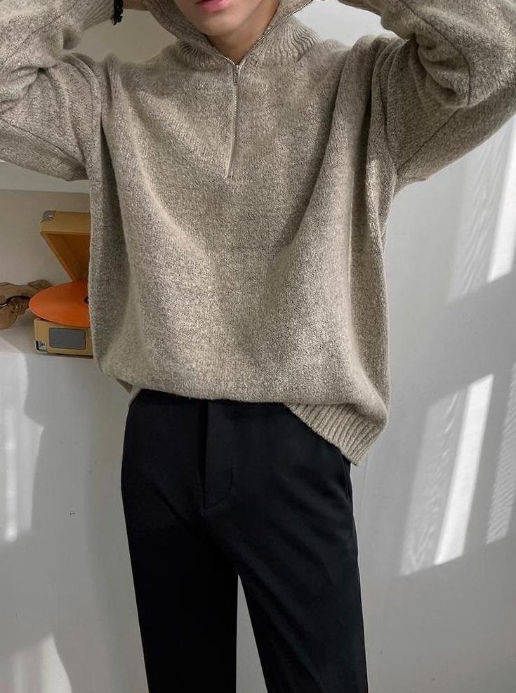 Casual Knitted Zipper Sweater