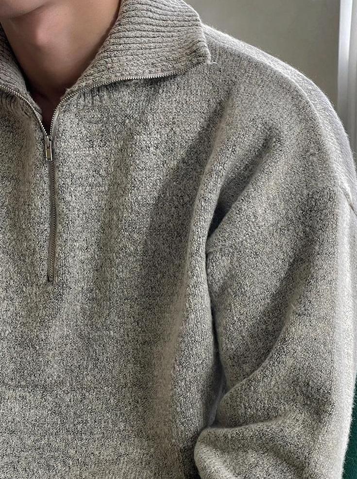 Casual Knitted Zipper Sweater