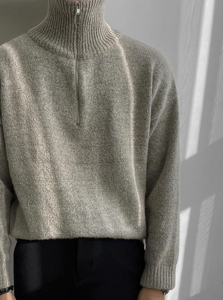 Casual Knitted Zipper Sweater