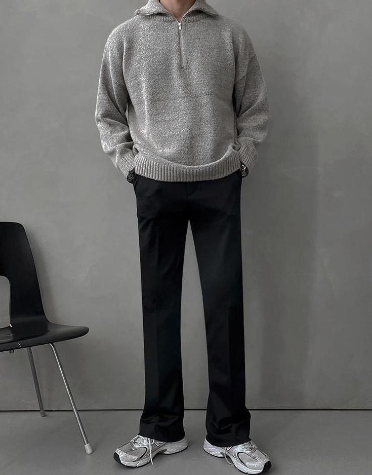 Casual Knitted Zipper Sweater
