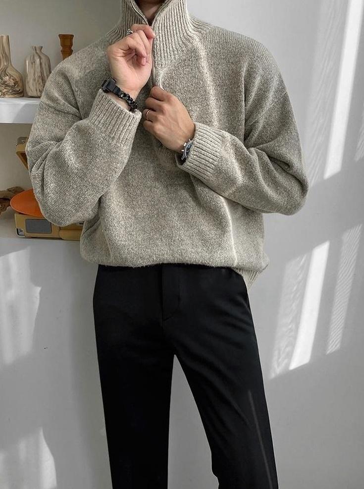 Casual Knitted Zipper Sweater
